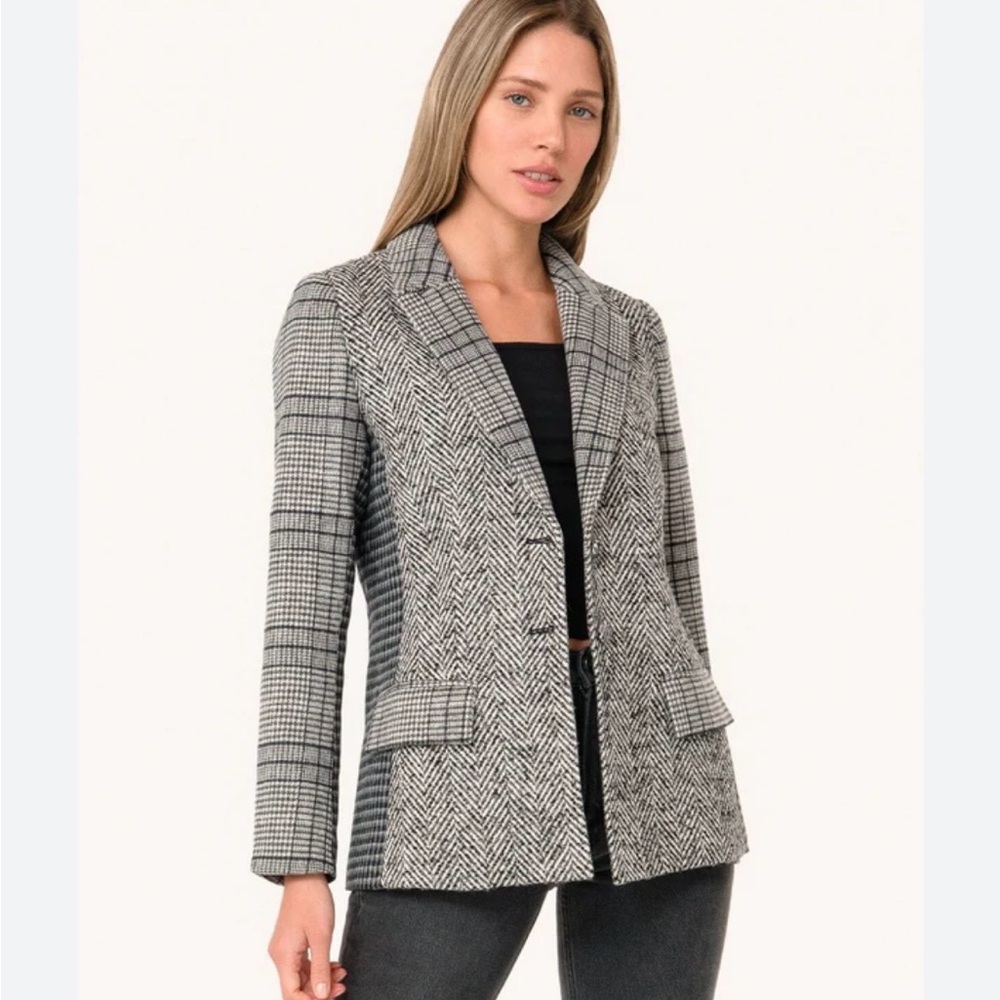 Lovestitch Blakely Patchwork Plaid Black And Whit… - image 1